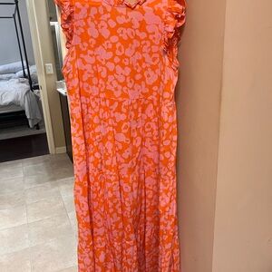 Mud Pie Vibrant Orange and Pink Dress